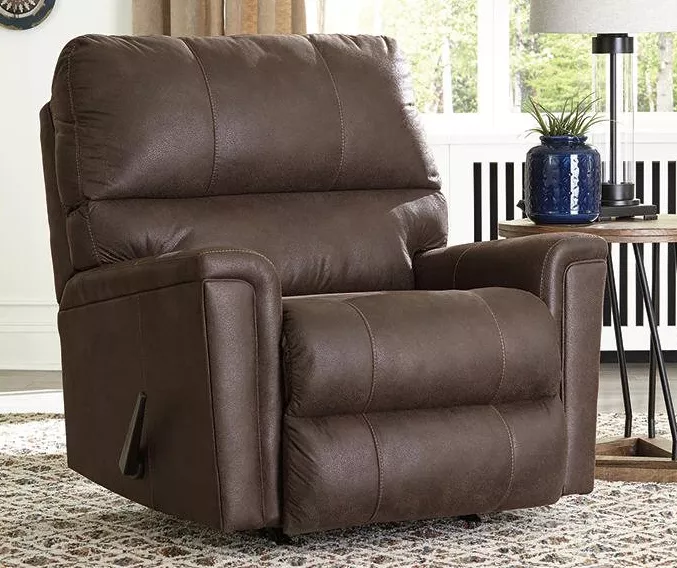 Navi Chestnut Faux Leather Rocker Recliner - Image 2