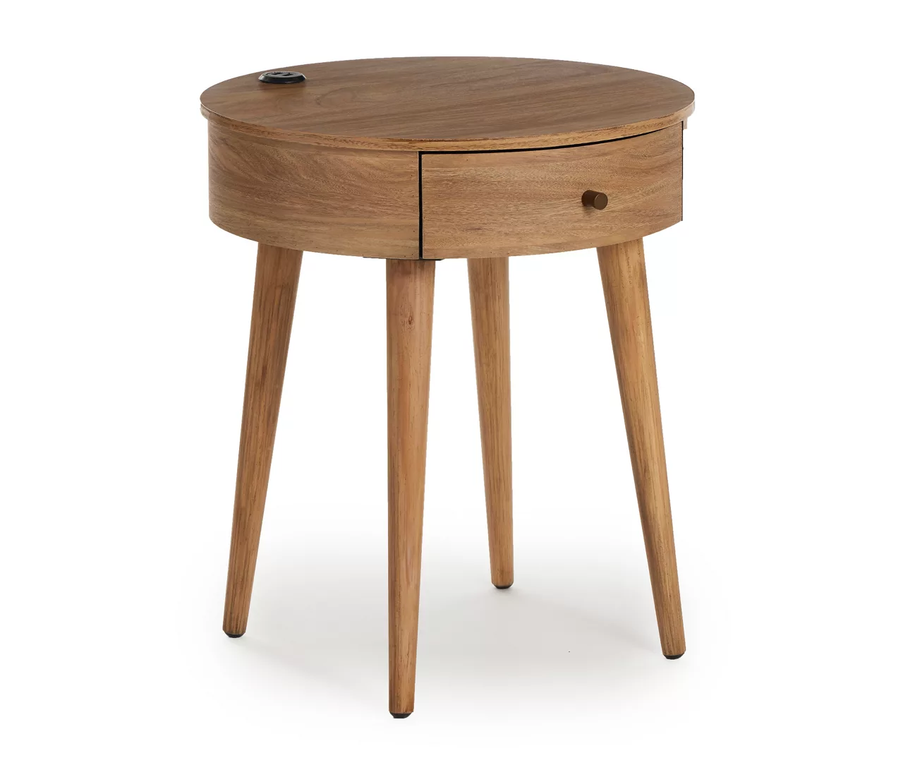 Medium Mango Round Side Table With USB Charging - Image 2