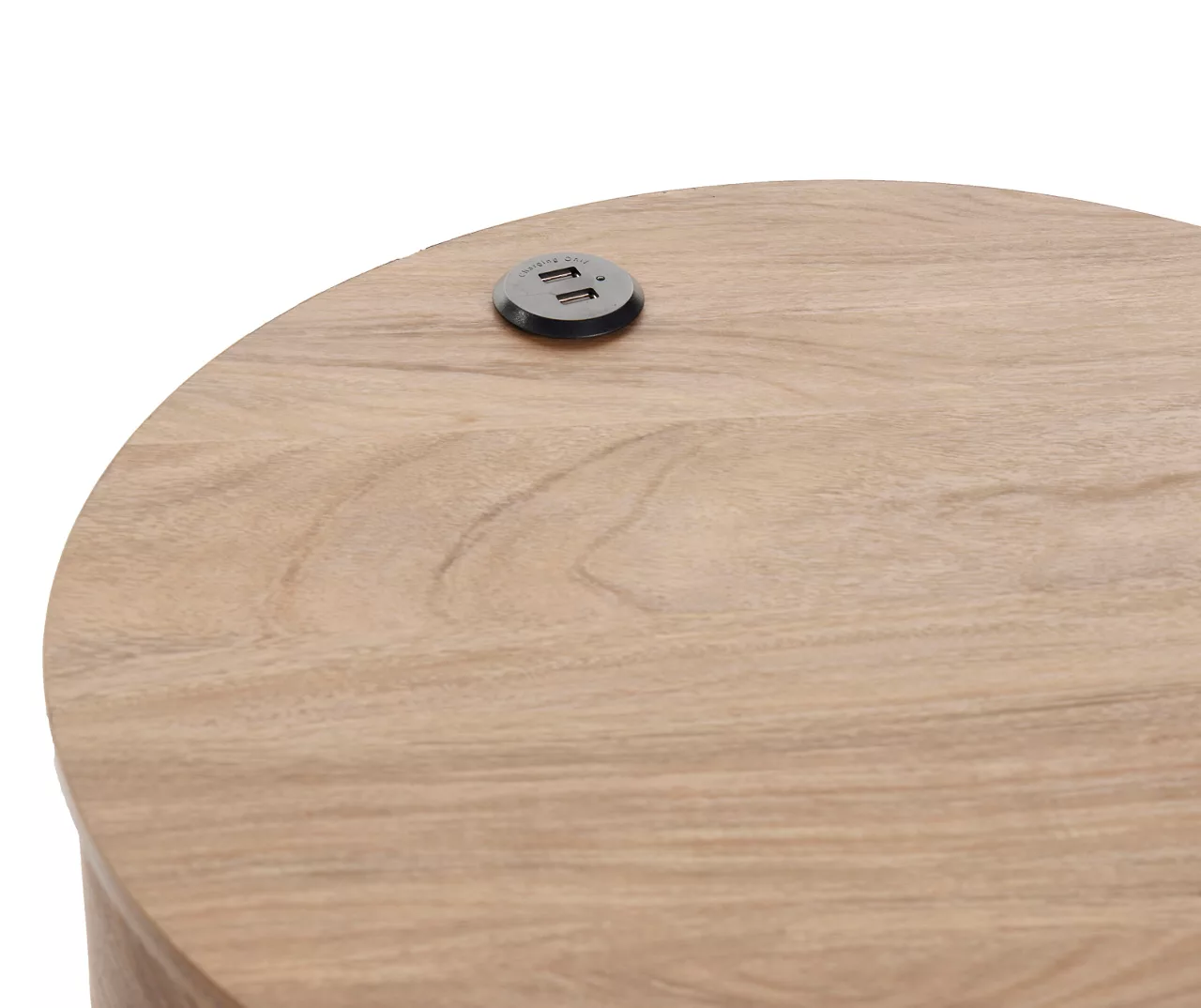 Medium Mango Round Side Table With USB Charging - Image 4