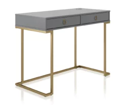 Camila Gray Writing Desk With Wireless Charging