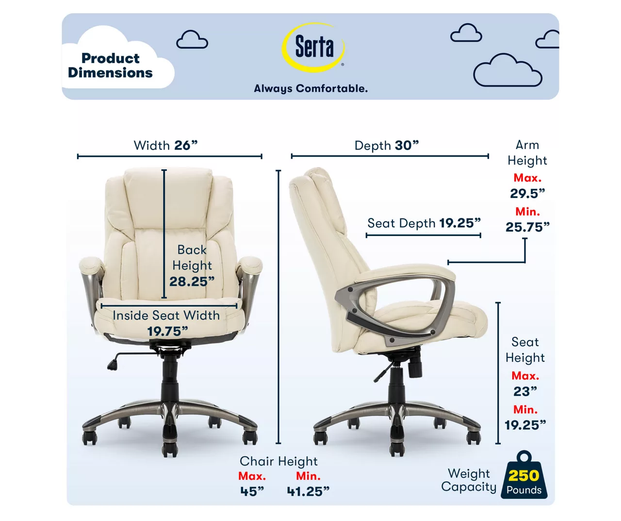 Serta Garret Executive Bonded Leather Office Chair - Image 10