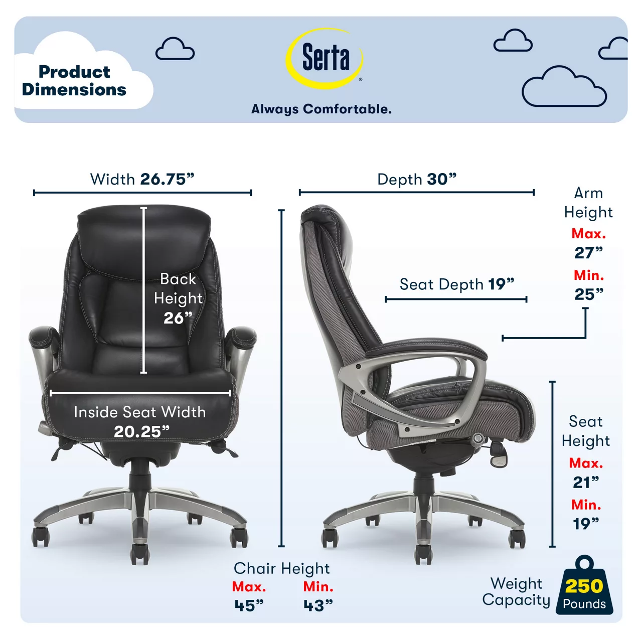 Serta Lautner Executive Bonded Leather Office Chair - Image 13