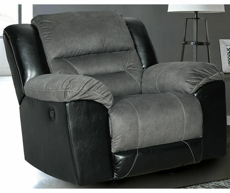 Earhart Slate Faux Leather Rocker Recliner - Image 2