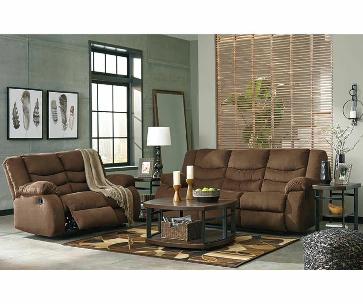 Tulen Chocolate Reclining Loveseat - Image 5