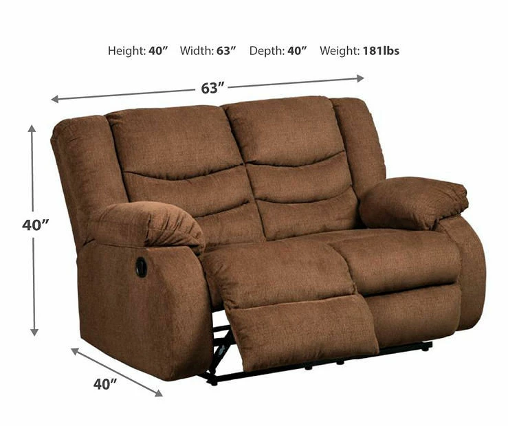 Tulen Chocolate Reclining Loveseat - Image 8