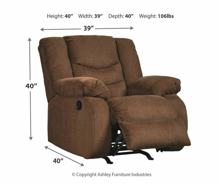 Tulen Chocolate Rocker Recliner - Image 5