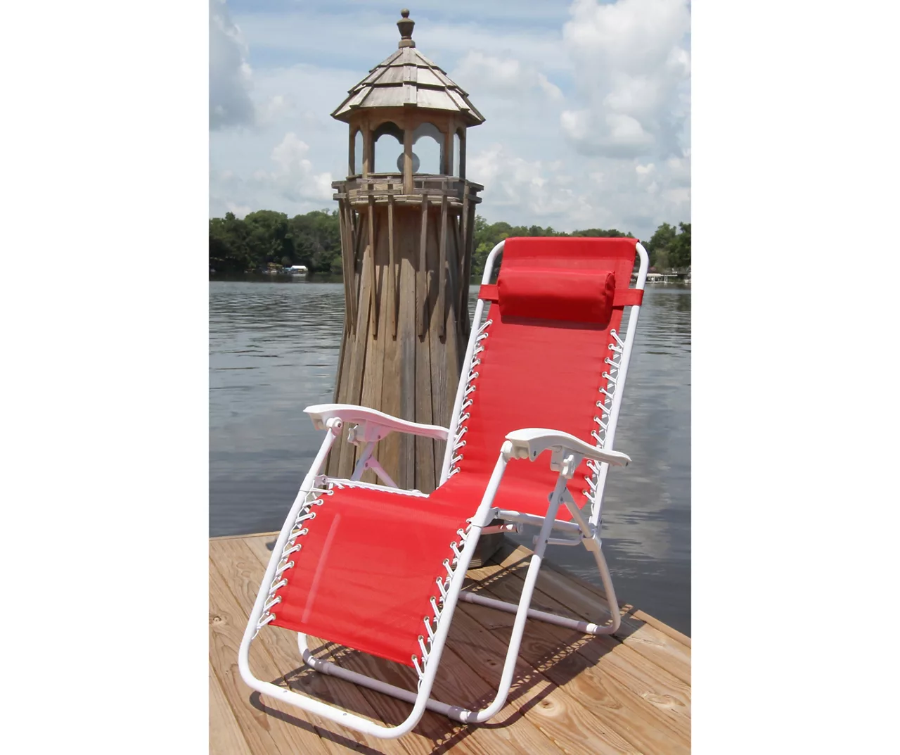 Red Zero Gravity Outdoor Lounge Chair Recliner - Image 2