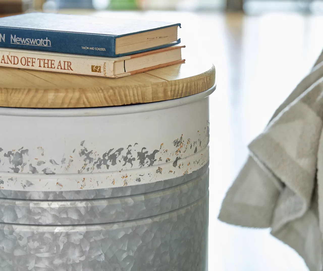 Galvanized Steel & White 2-Piece Metal Storage Stool Set - Image 4