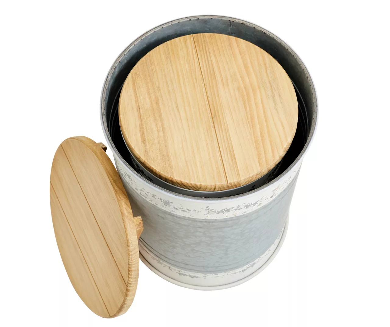 Galvanized Steel & White 2-Piece Metal Storage Stool Set - Image 6