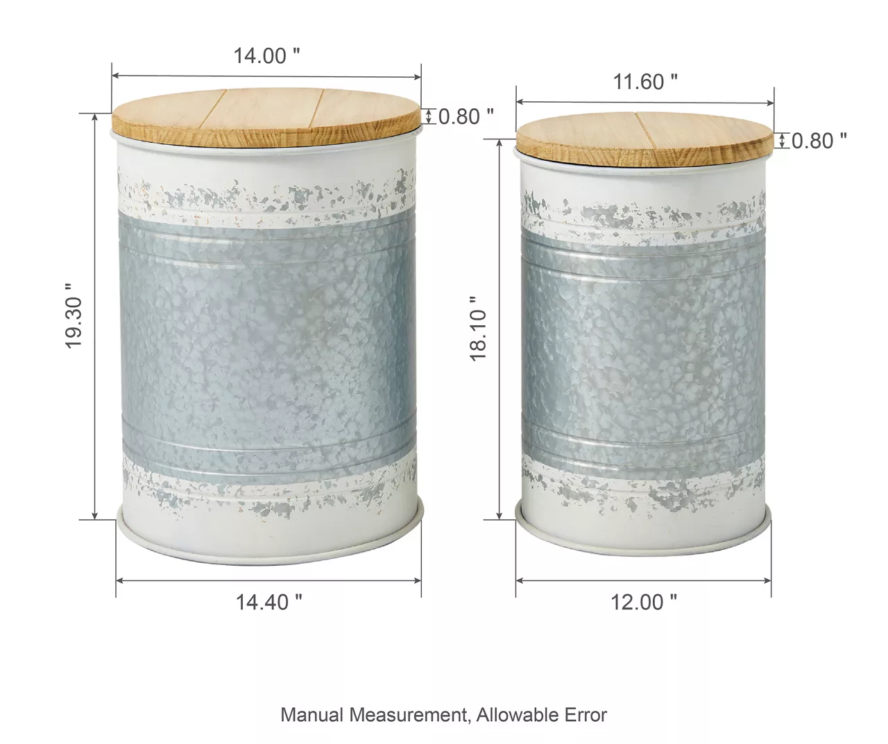 Galvanized Steel & White 2-Piece Metal Storage Stool Set - Image 9