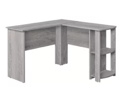 Industrial Gray L-Shaped Corner Desk With Open Storage