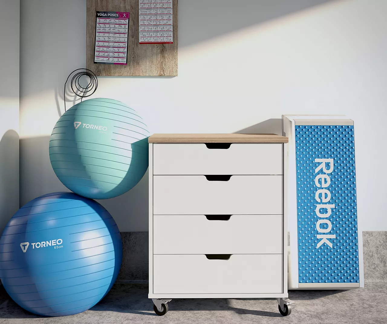 Evolution Vantage White & Weathered Oak 4-Drawer Storage Cart - Image 4