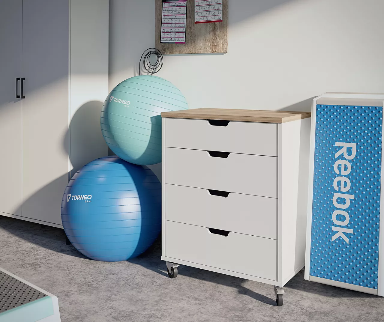 Evolution Vantage White & Weathered Oak 4-Drawer Storage Cart - Image 5