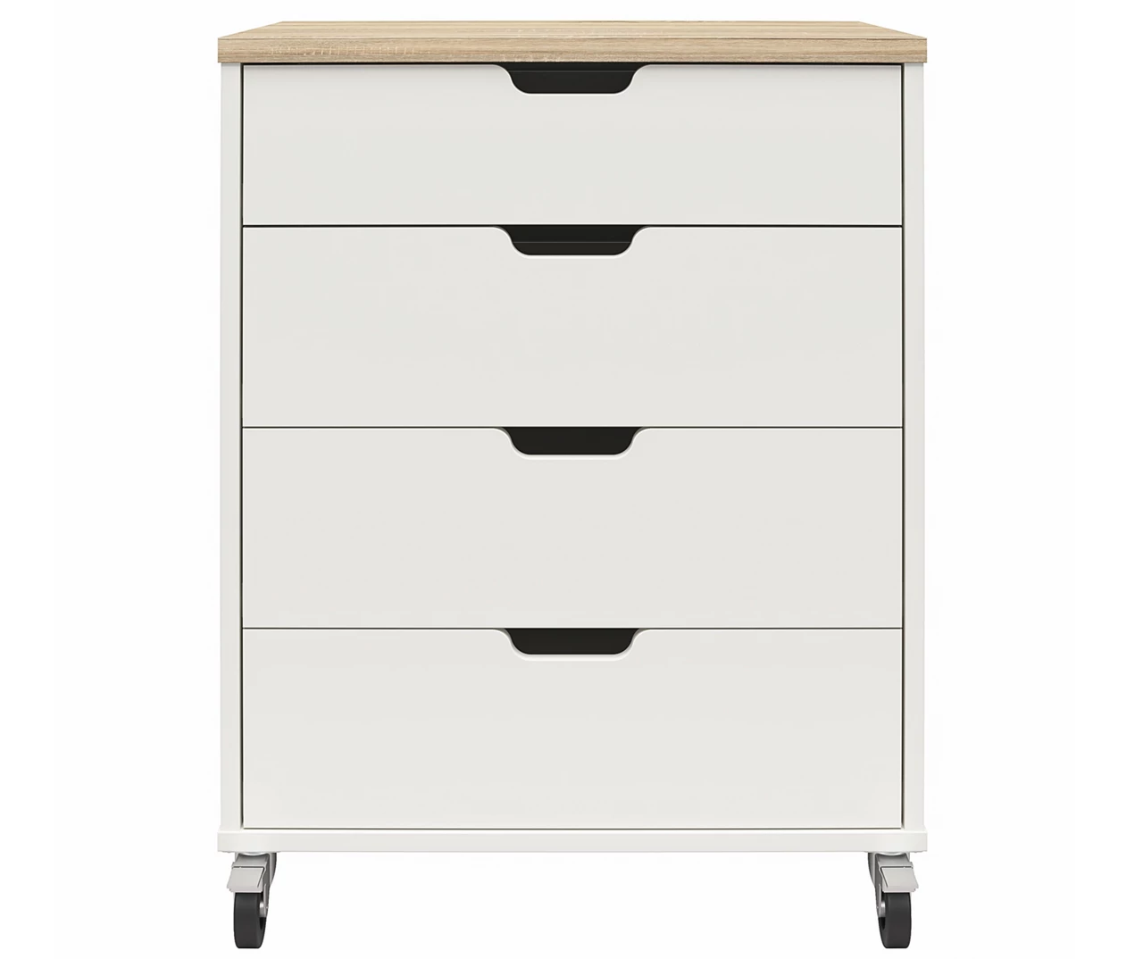 Evolution Vantage White & Weathered Oak 4-Drawer Storage Cart