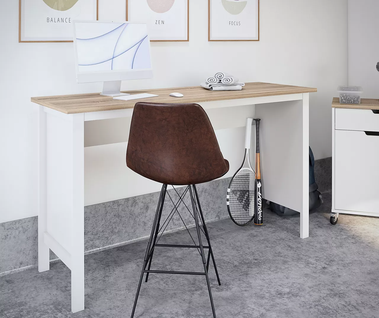 Evolution Vantage White & Weathered Oak Workbench - Image 5