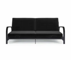 DHP Elbern Black Metal Futon With Black Microfiber Cover