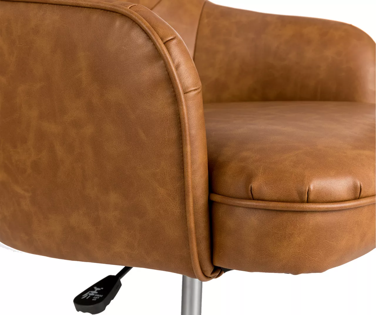 Caramel Brown Faux Leather Tufted Adjustable Office Chair - Image 4