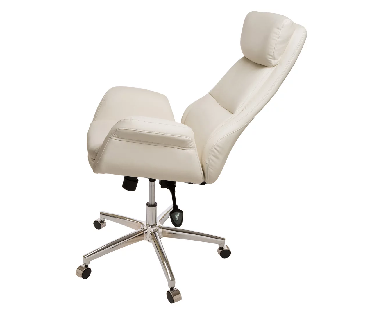 Cream Mid-Century Modern Faux Leather Executive Office Chair - Image 5
