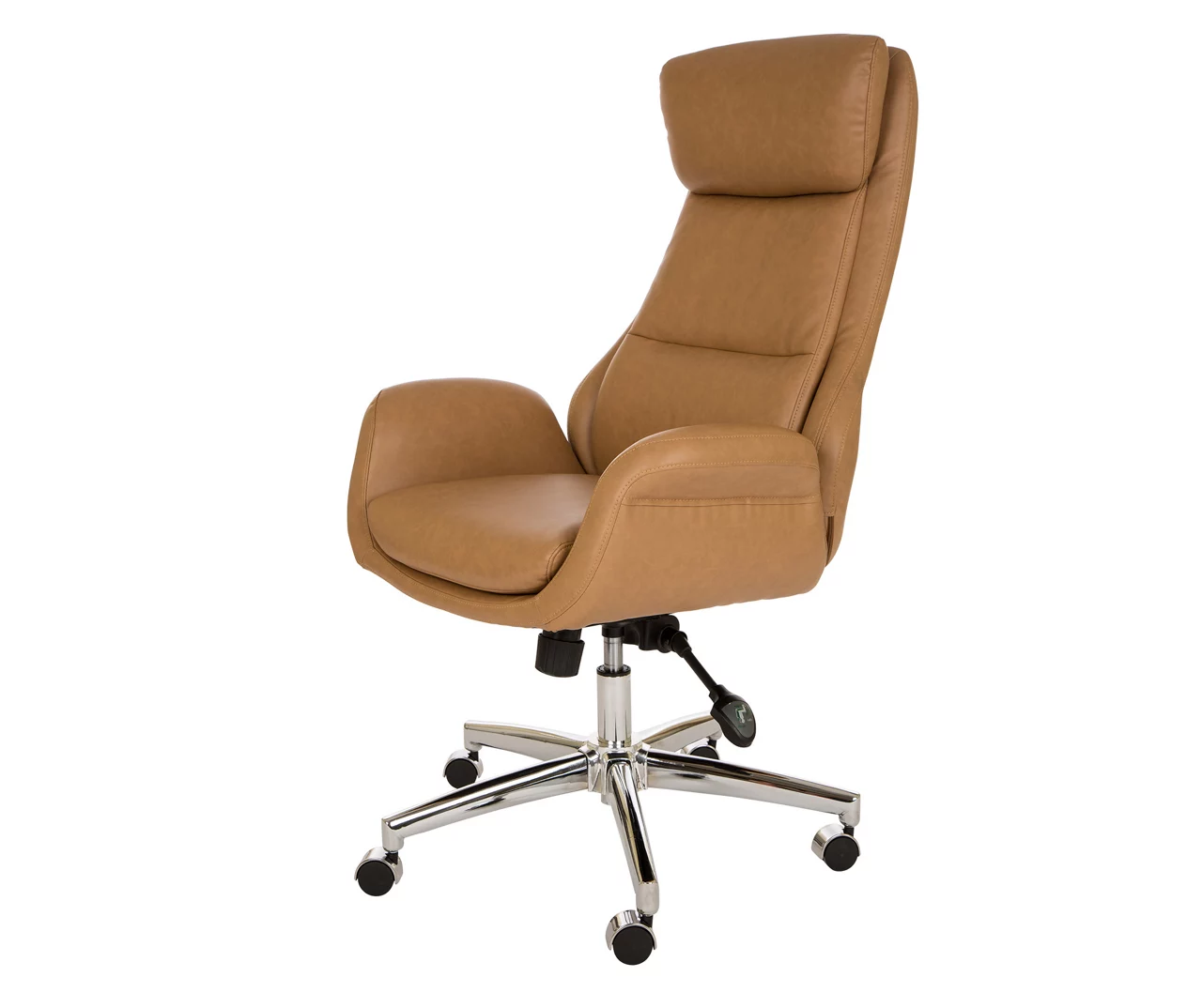 Light Brown Mid-Century Modern Faux Leather Executive Office Chair