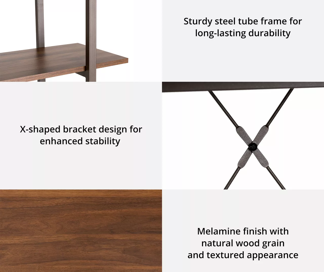 Walnut Modern Open 4-Shelf Bookcase - Image 6