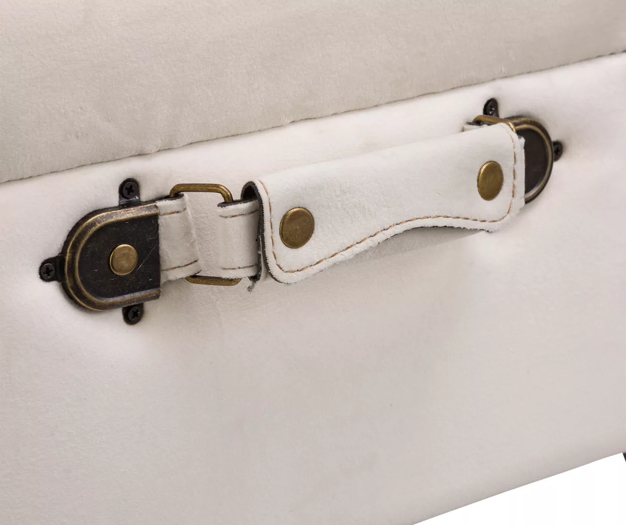 Seashell White Velvet Suitcase Storage Stool - Image 5