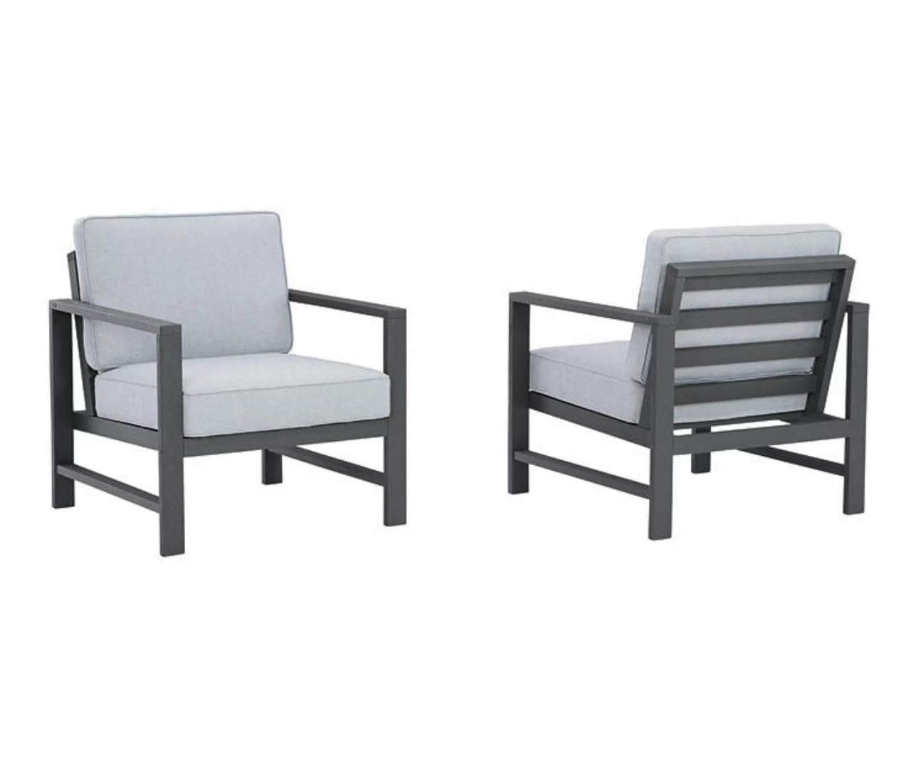 Fynnegan Gray Wood Cushioned Patio Lounge Chairs, 2-Pack - Image 2
