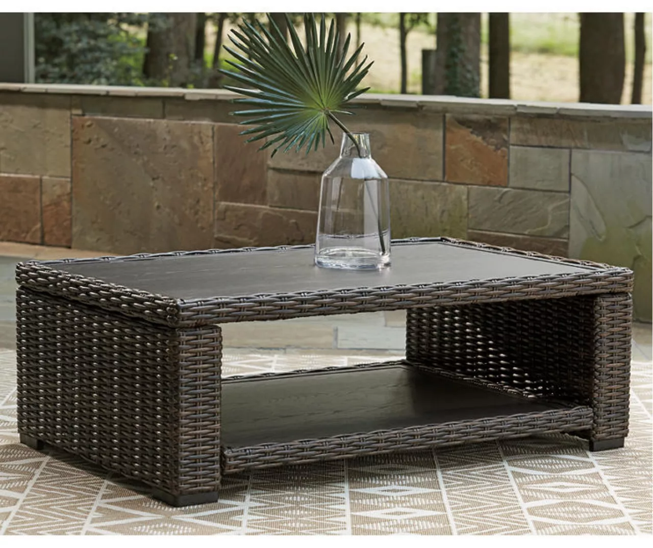 Grasson Lane All-Weather Wicker Patio Coffee Table - Image 5