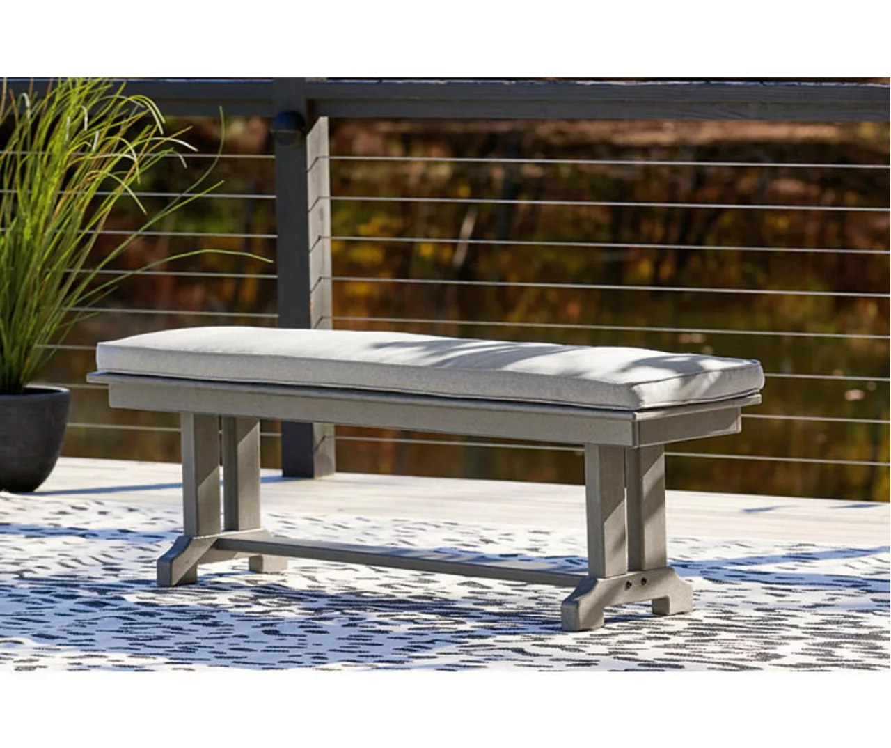 Visola Wood Look Cushioned Patio Bench - Image 3