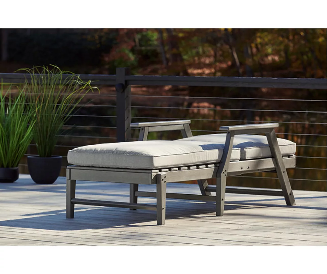 Visola Wood Look Cushioned Patio Chaise Lounge - Image 9