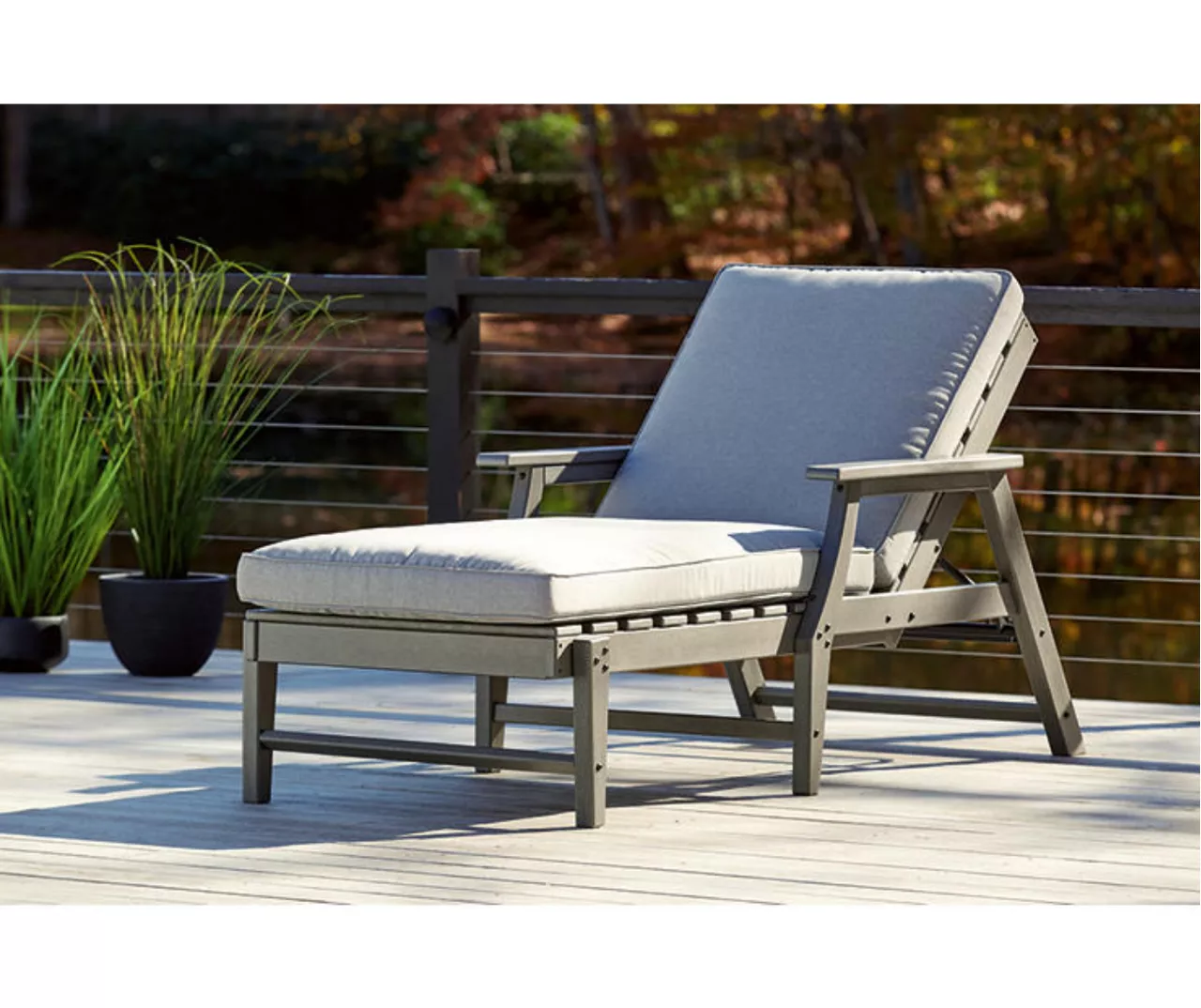 Visola Wood Look Cushioned Patio Chaise Lounge - Image 7