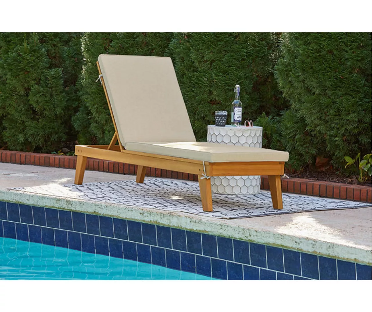 Byron Bay Wood Cushioned Patio Chaise Lounge - Image 7
