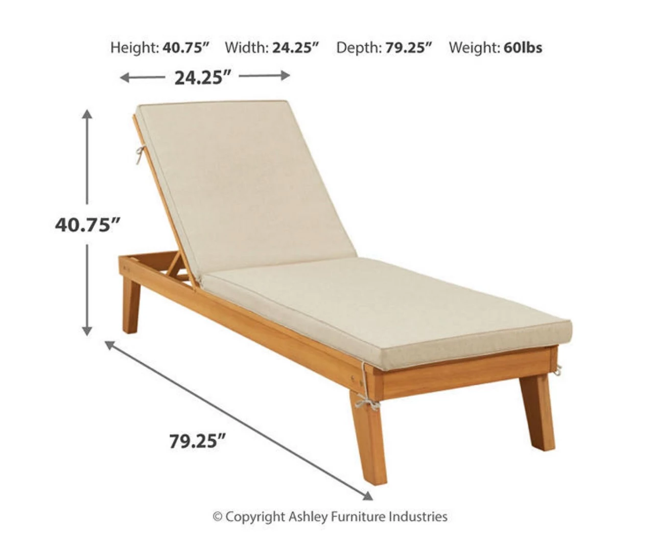 Byron Bay Wood Cushioned Patio Chaise Lounge - Image 11