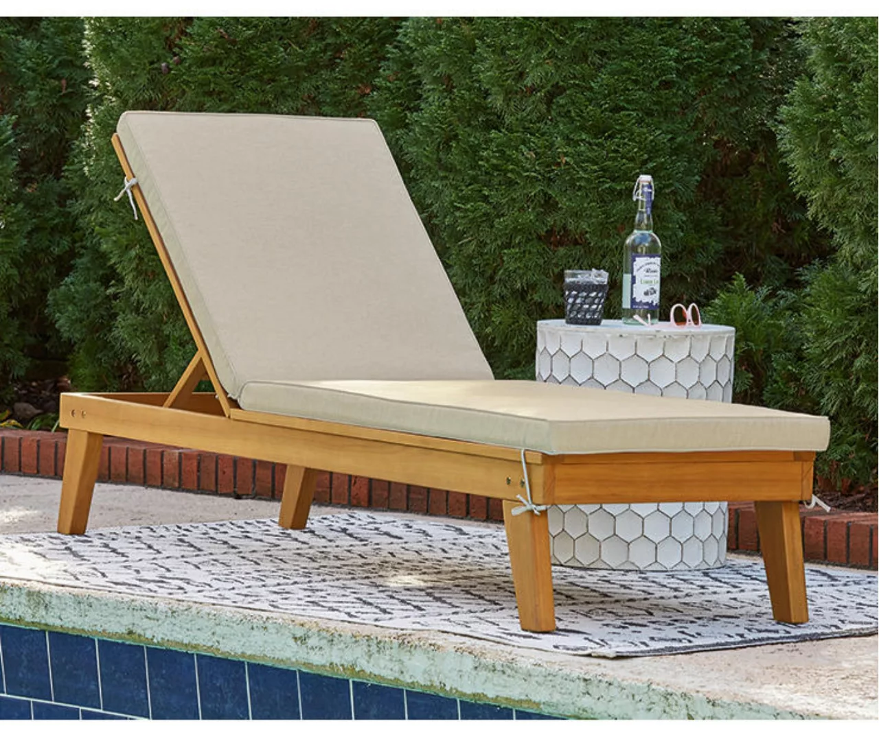 Byron Bay Wood Cushioned Patio Chaise Lounge - Image 6
