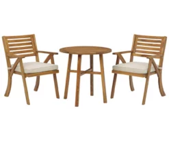 Vallerie Wood 3-Piece Cushioned Patio Bistro Set
