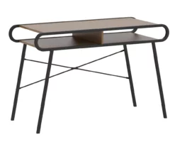 Black Metal & Woodgrain Rounded Edge Desk