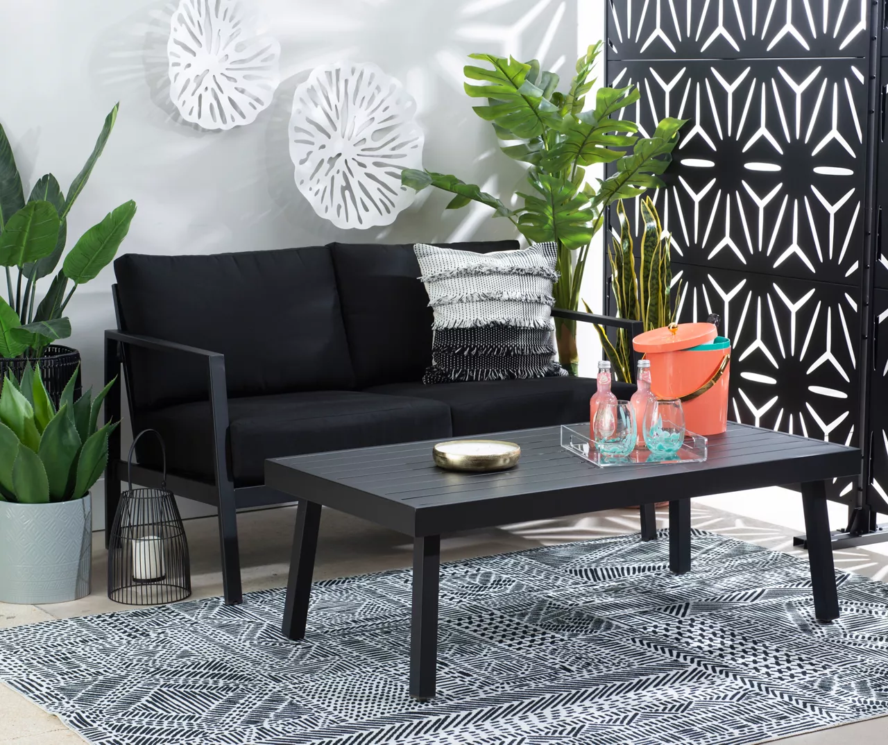 Marcy Black Metal Patio Coffee Table - Image 5