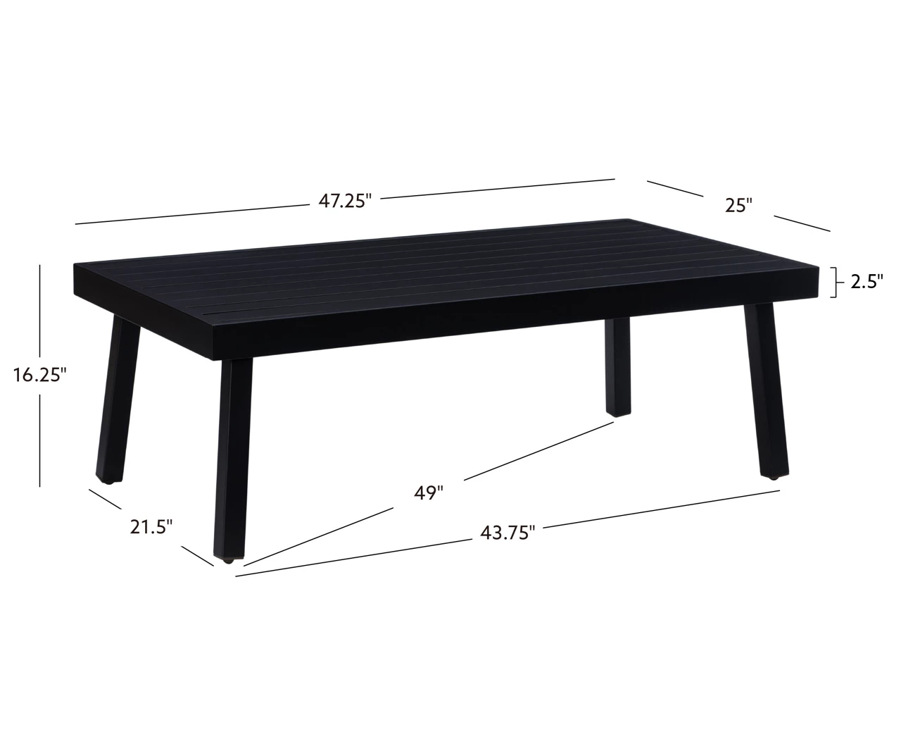 Marcy Black Metal Patio Coffee Table - Image 8
