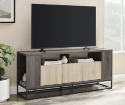 58" Birch & Slate 3-Door TV Stand