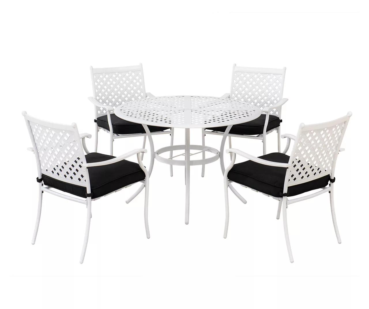 White Lattice 5-Piece Cushioned Patio Dining Set