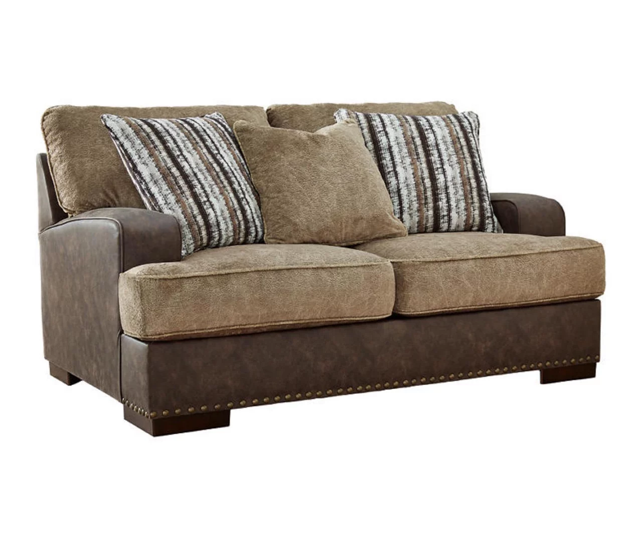Alesbury Brown Faux Leather Loveseat - Image 2