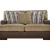 Alesbury Brown Faux Leather Loveseat