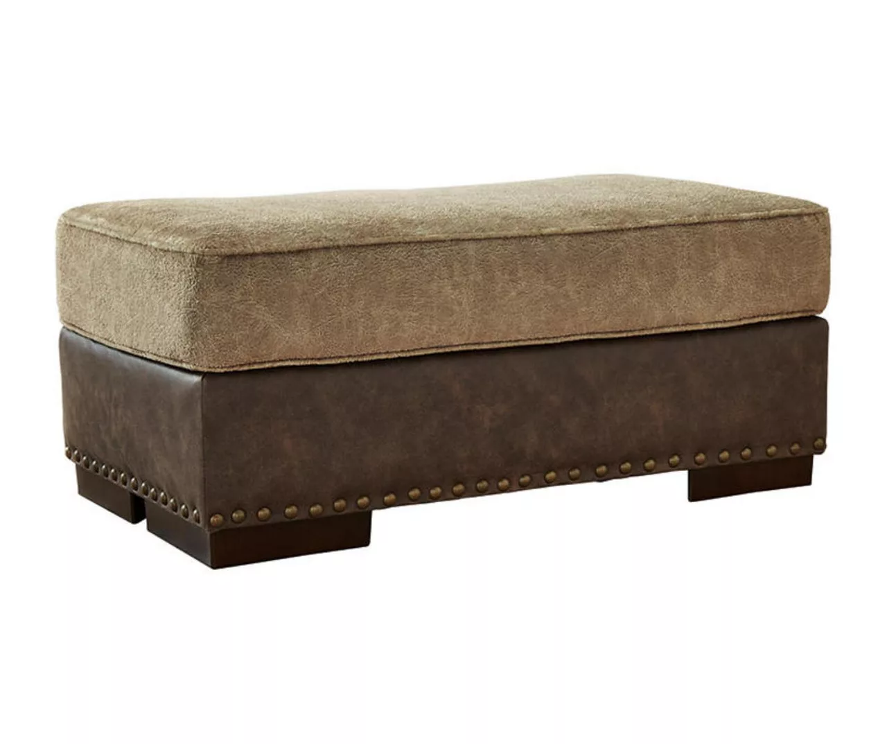 Alesbury Brown Faux Leather Ottoman - Image 3