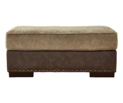 Alesbury Brown Faux Leather Ottoman