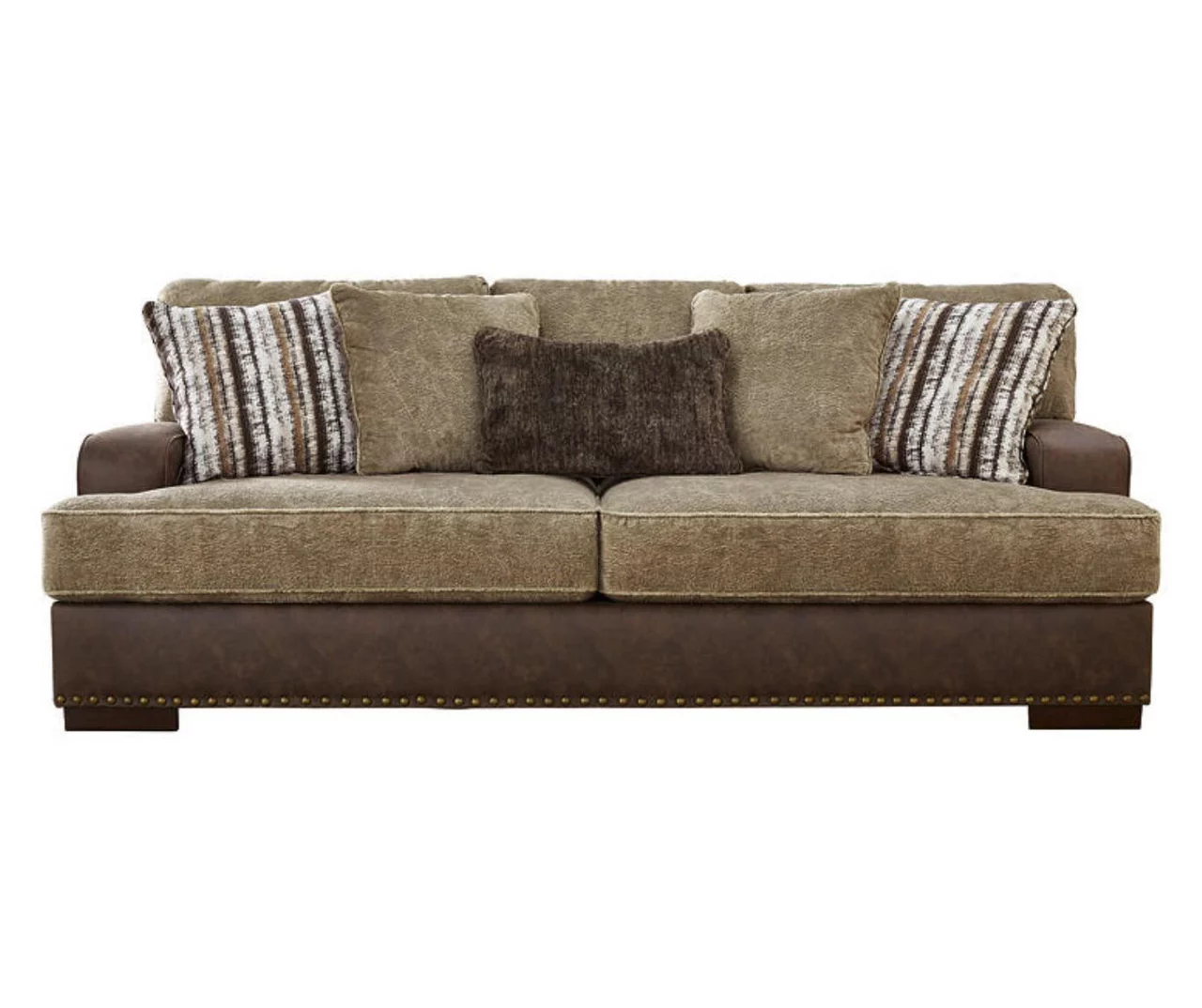 Alesbury Brown Faux Leather Sofa