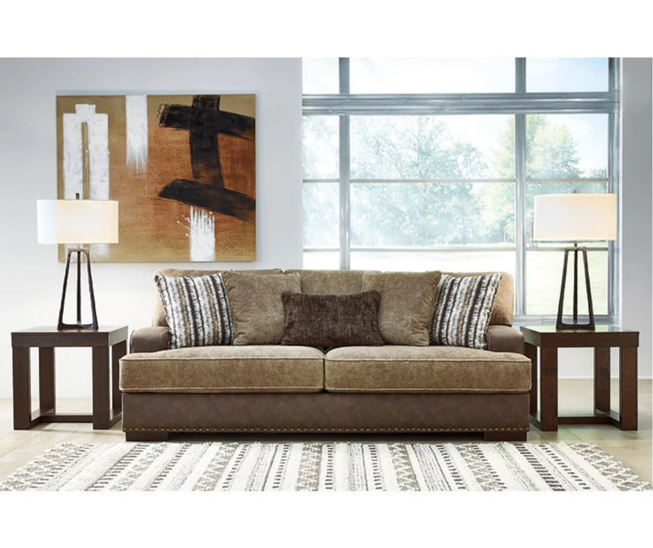 Alesbury Brown Faux Leather Sofa - Image 5