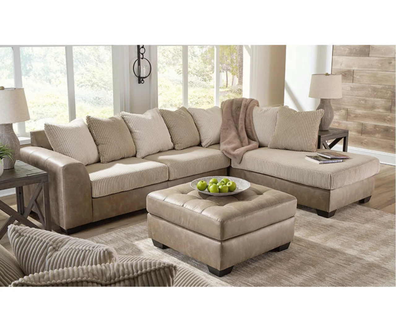 Keskin Brown Faux Leather Oversize Accent Ottoman - Image 3