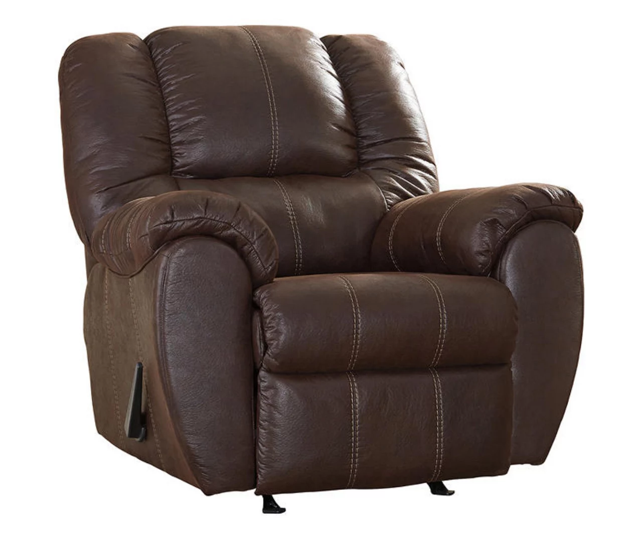 McGann Walnut Faux Leather Rocker Recliner - Image 4