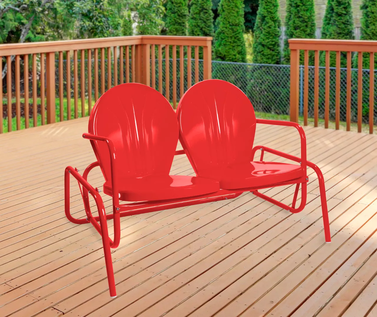 Northlight Retro Tulip Metal Patio Glider Loveseat - Image 6