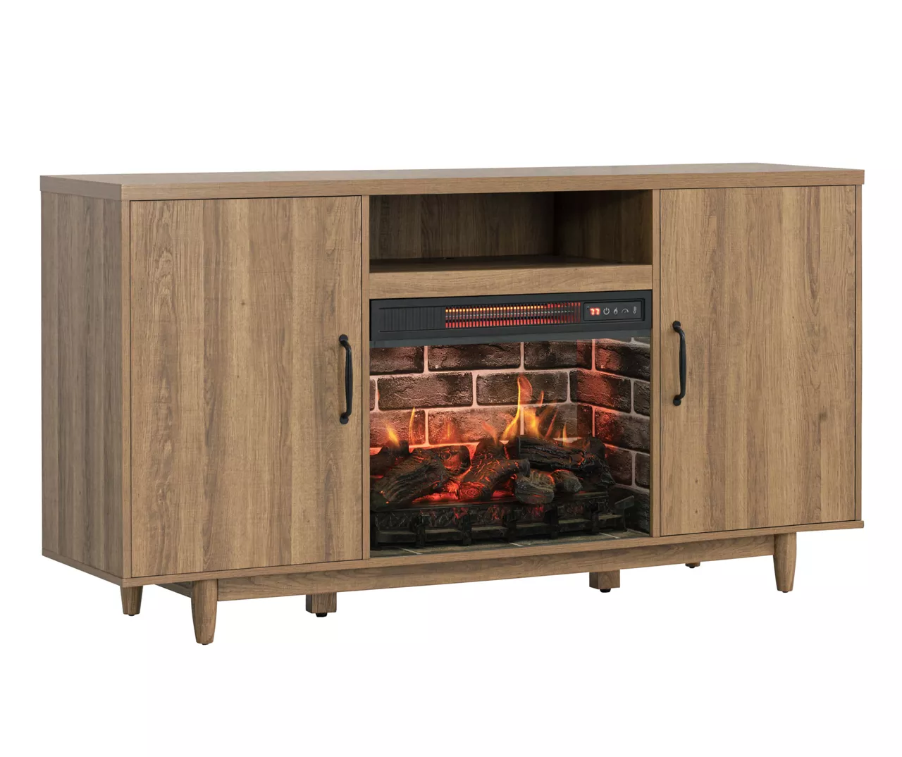 60" Modern Tan Electric Fireplace Console - Image 5