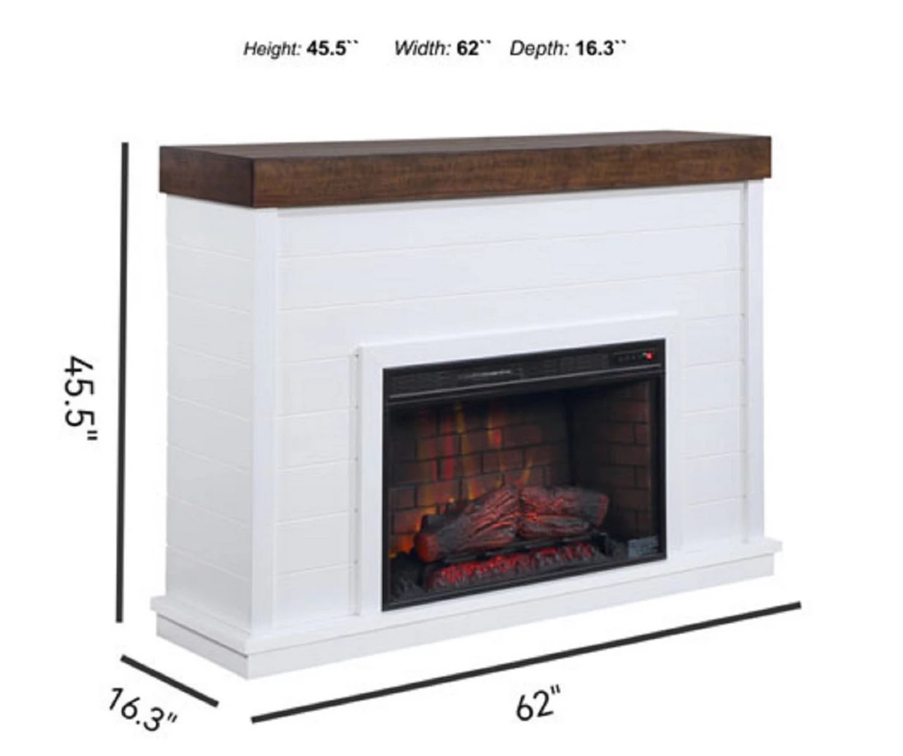 62" White Shiplap Grand Electric Fireplace - Image 8